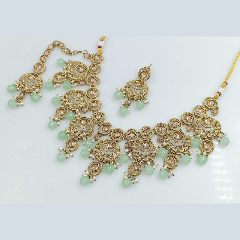 Rani Sati Jewels Gold Plated Reverse AD Necklace Set