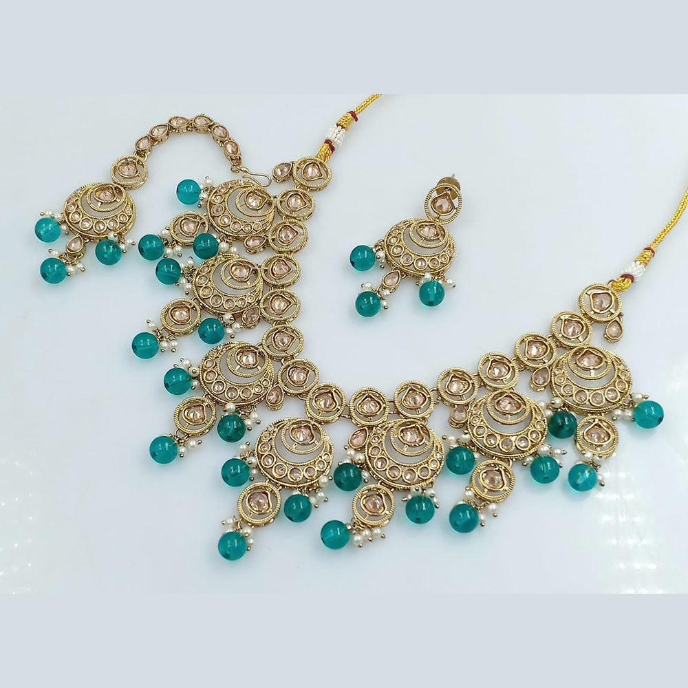 Rani Sati Jewels Gold Plated Reverse AD Necklace Set