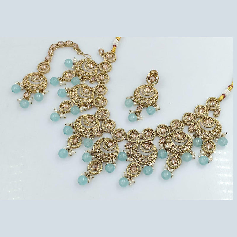 Rani Sati Jewels Gold Plated Reverse AD Necklace Set