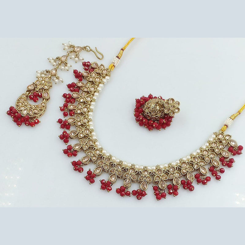 Rani Sati Jewels Gold Plated Reverse AD Necklace Set