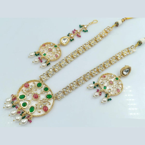 Rani Sati Jewels Gold Plated Kundan And Reverse AD Necklace Set