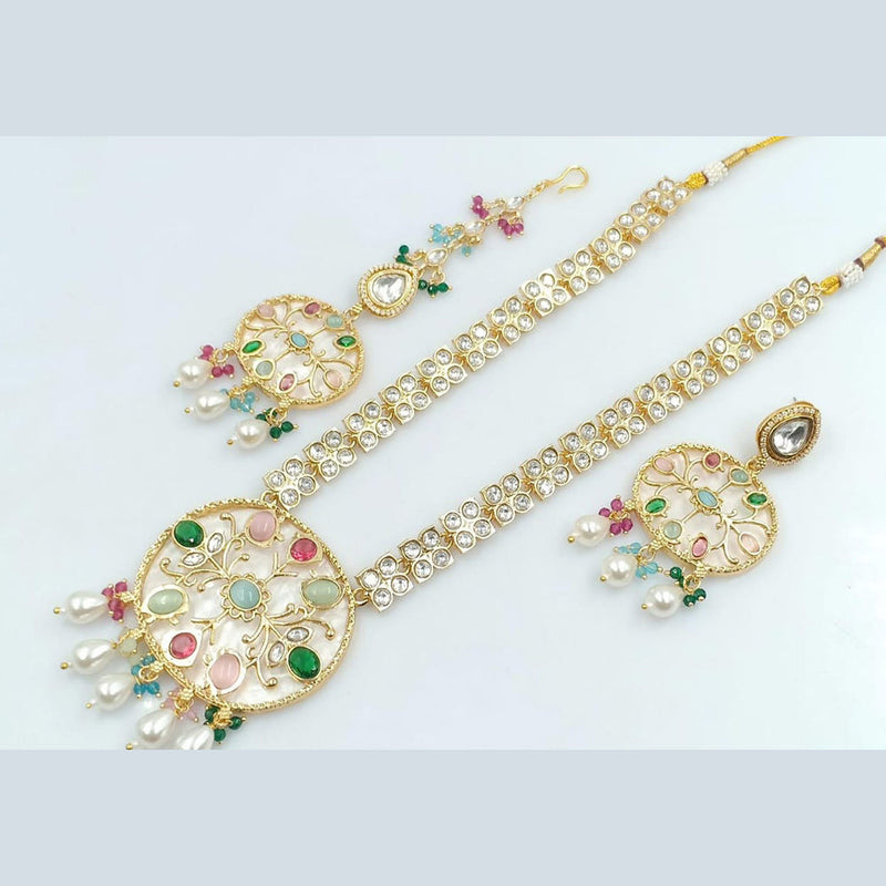 Rani Sati Jewels Gold Plated Kundan And Reverse AD Necklace Set