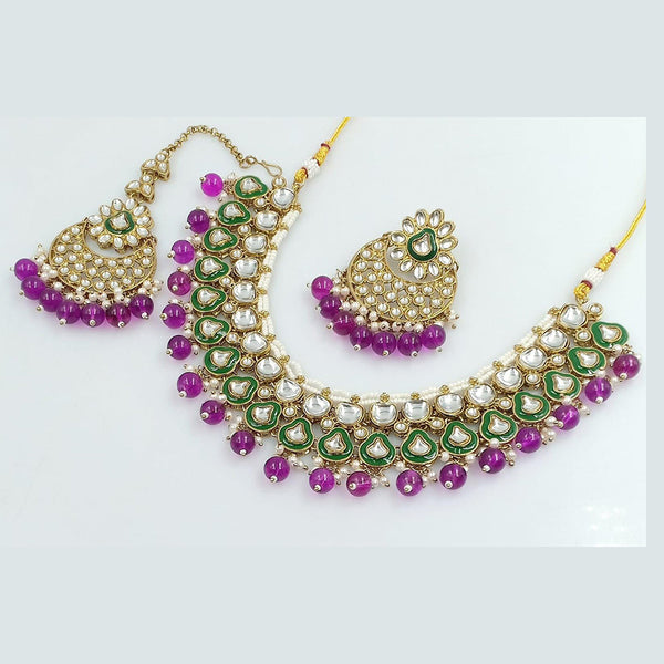 Rani Sati Jewels Gold Plated Kundan And Pearl Necklace Set