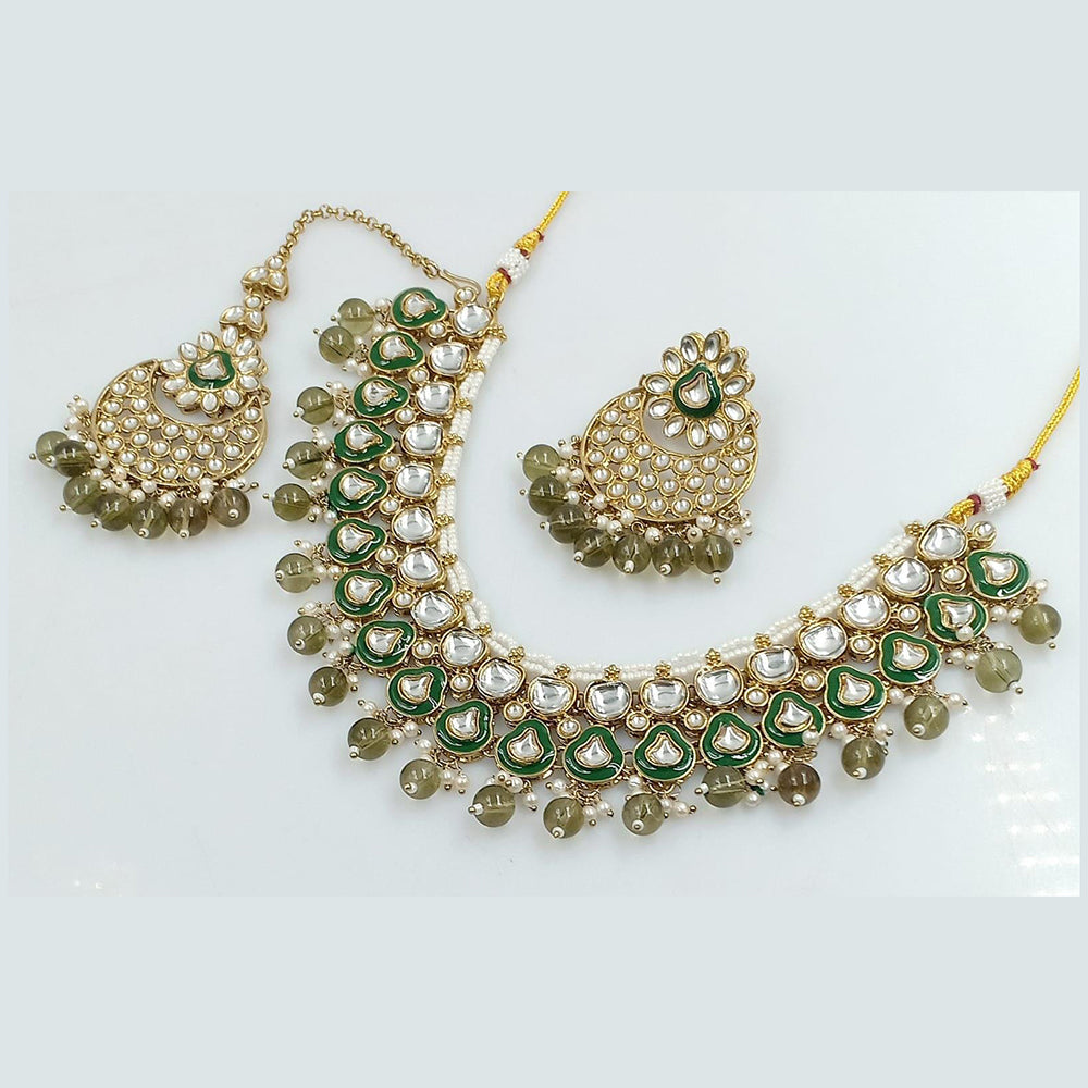 Rani Sati Jewels Gold Plated Kundan And Pearl Necklace Set