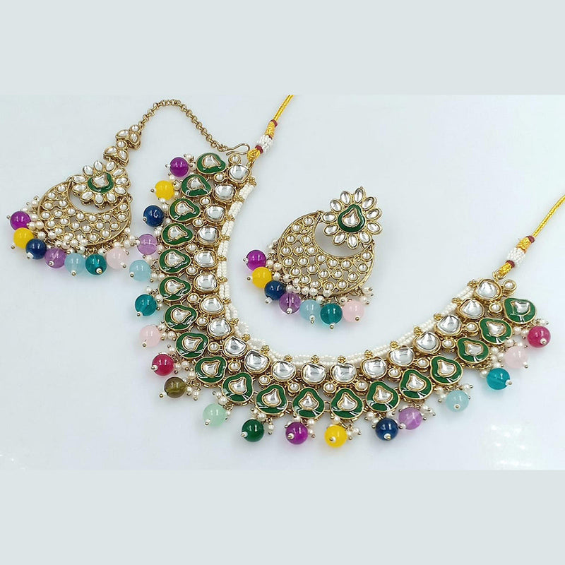 Rani Sati Jewels Gold Plated Kundan And Pearl Necklace Set