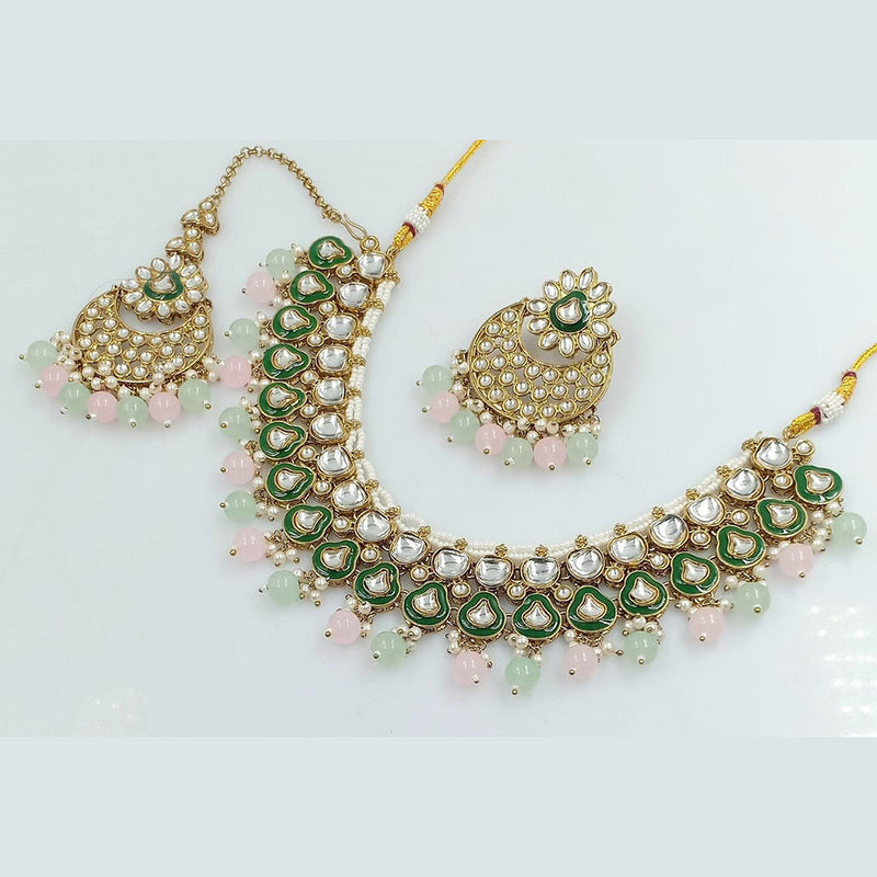 Rani Sati Jewels Gold Plated Kundan And Pearl Necklace Set