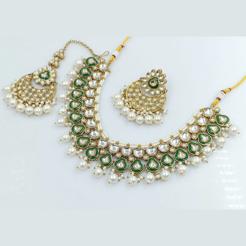 Rani Sati Jewels Gold Plated Kundan And Pearl Necklace Set