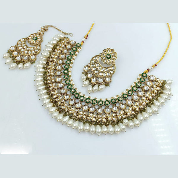 Rani Sati Jewels Gold Plated Kundan And Pearl Necklace Set