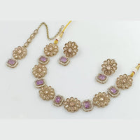 Rani Sati Jewels Gold Plated Reverse AD Necklace Set