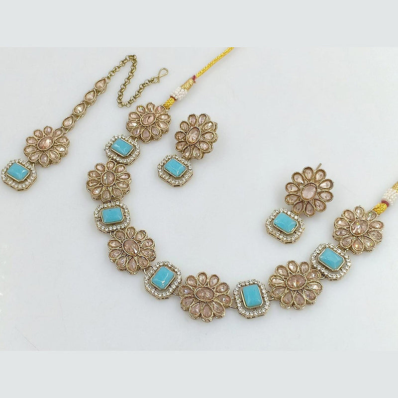 Rani Sati Jewels Gold Plated Reverse AD Necklace Set