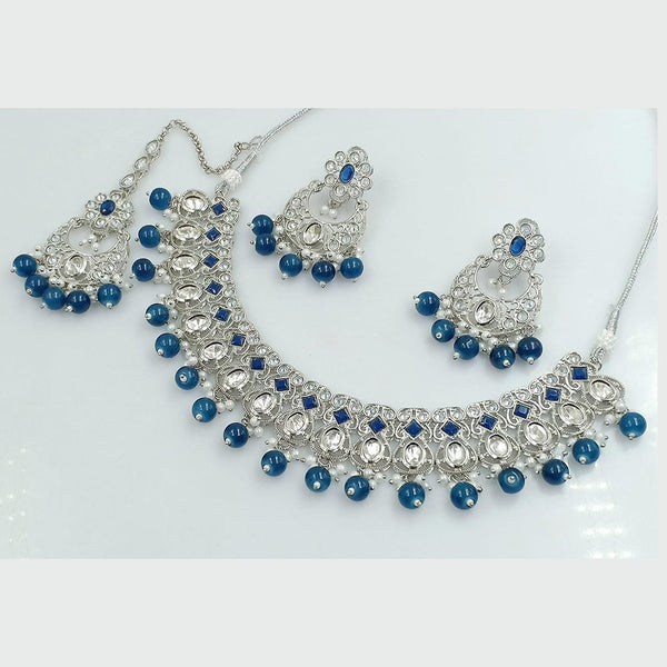 Rani Sati Jewels Silver Plated Kundan And Pearl Necklace Set