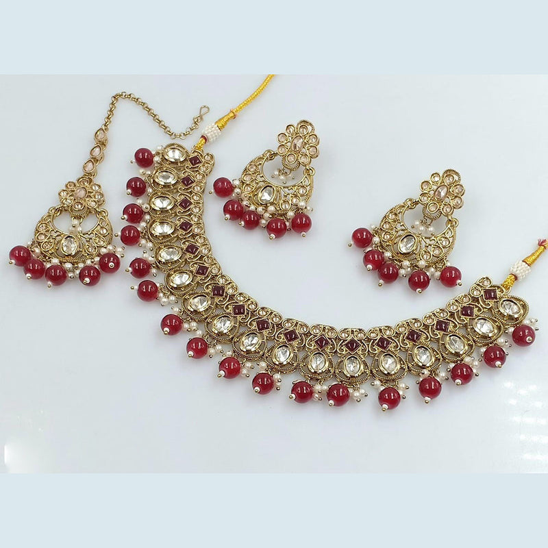 Rani Sati Jewels Gold Plated Kundan And Pearl Necklace Set