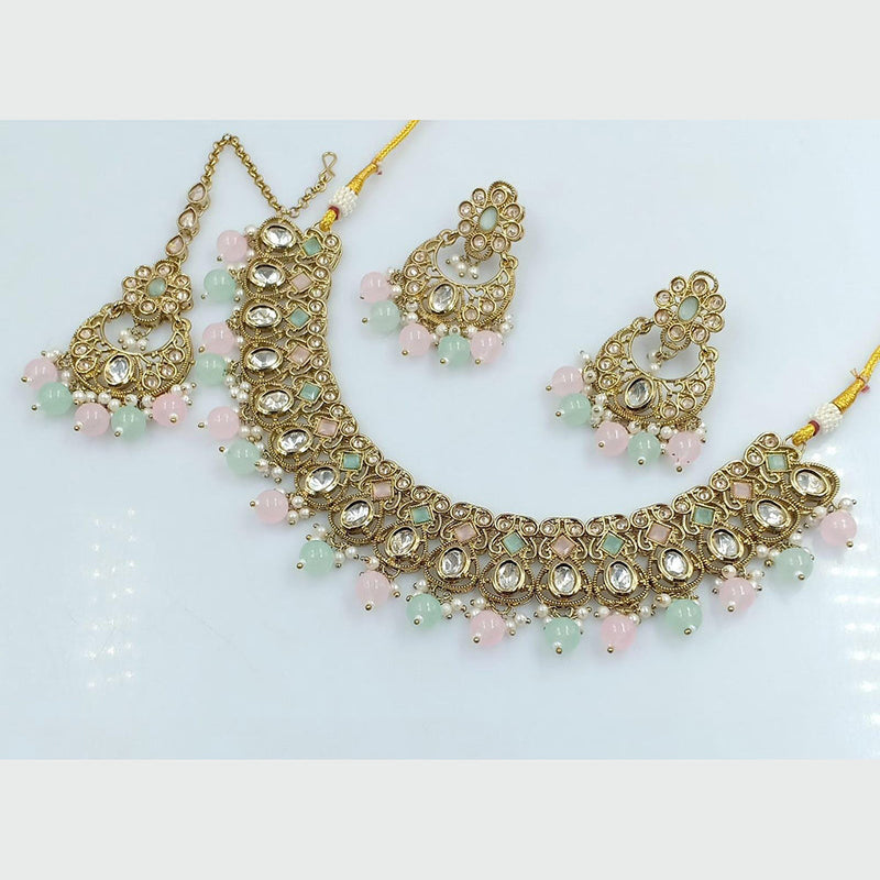 Rani Sati Jewels Gold Plated Kundan And Pearl Necklace Set