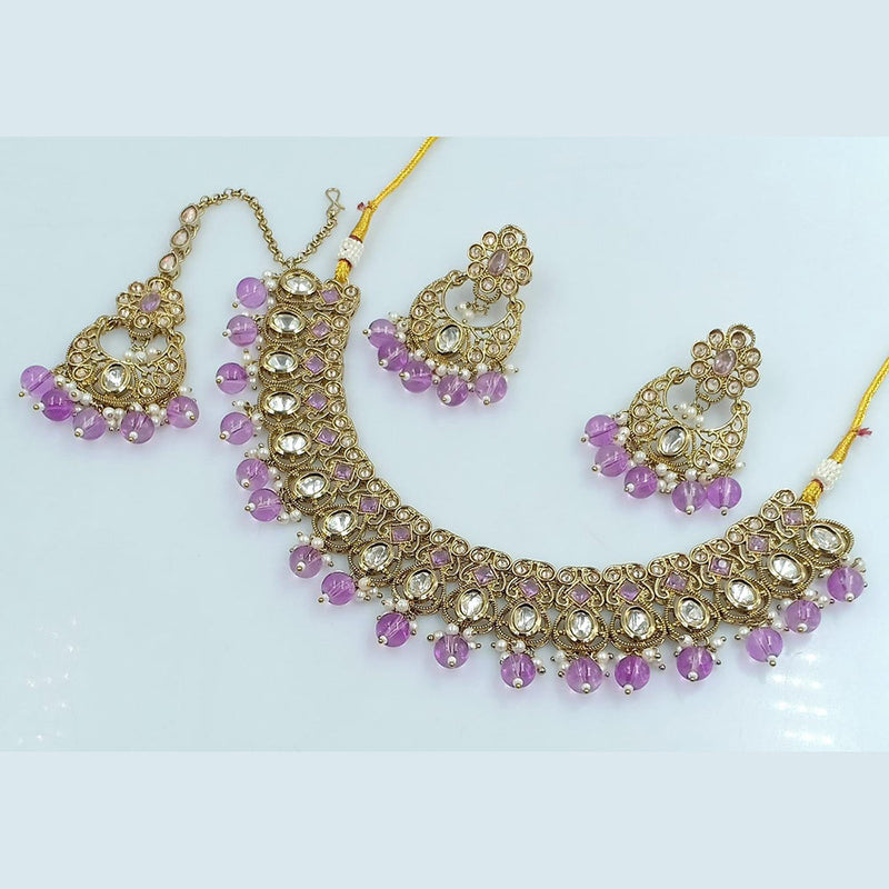 Rani Sati Jewels Gold Plated Kundan And Pearl Necklace Set