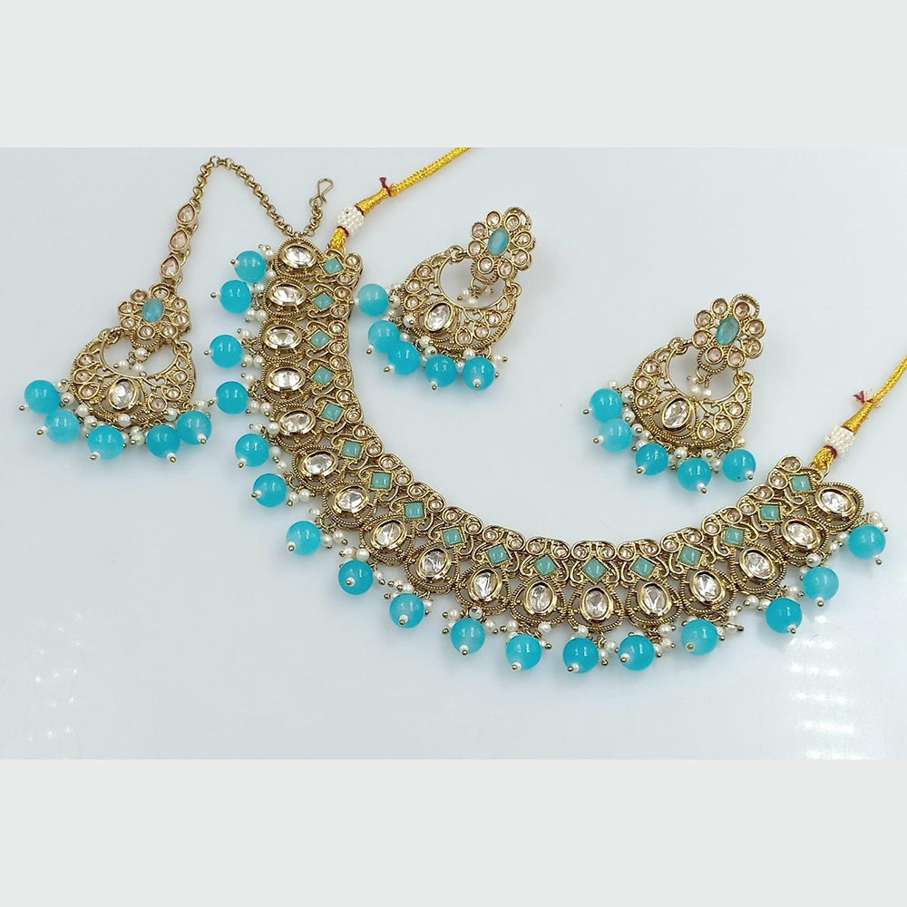 Rani Sati Jewels Gold Plated Kundan And Pearl Necklace Set