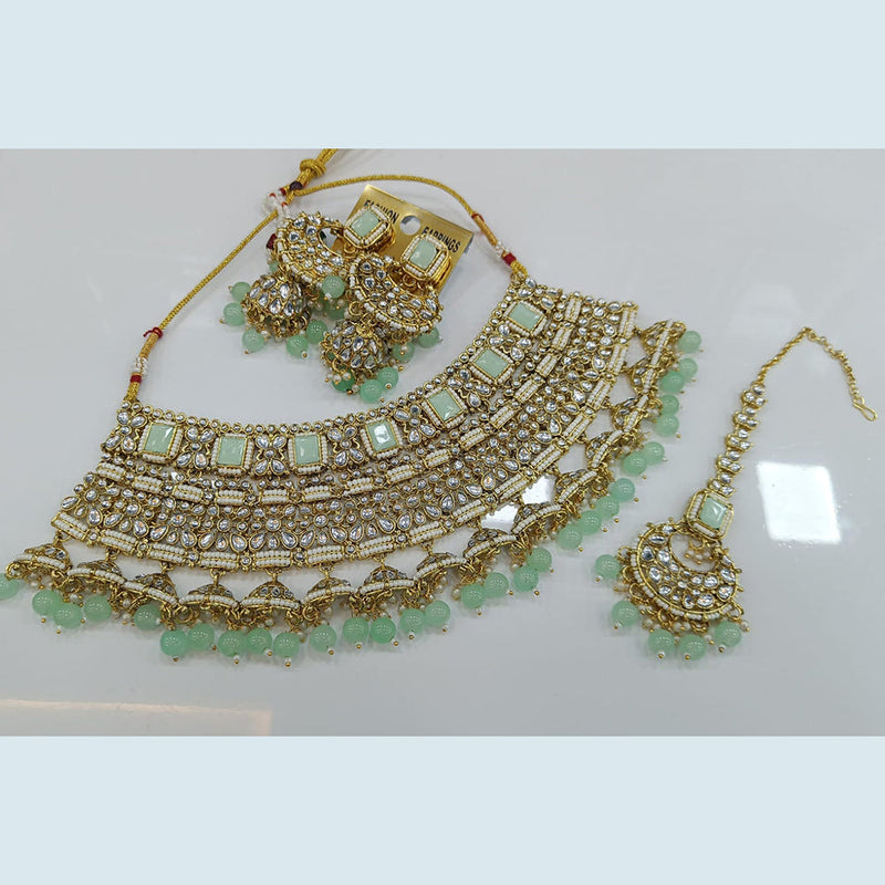 Rani Sati Jewels Gold Plated Kundan And Pearl Choker Necklace Set