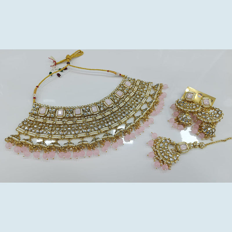 Rani Sati Jewels Gold Plated Kundan And Pearl Choker Necklace Set