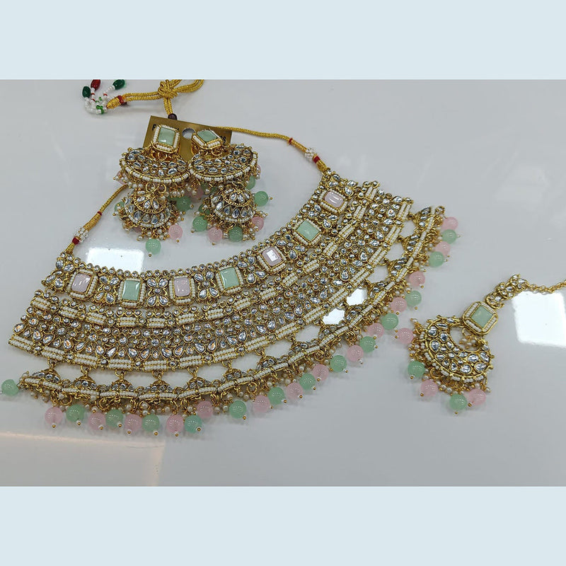 Rani Sati Jewels Gold Plated Kundan And Pearl Choker Necklace Set