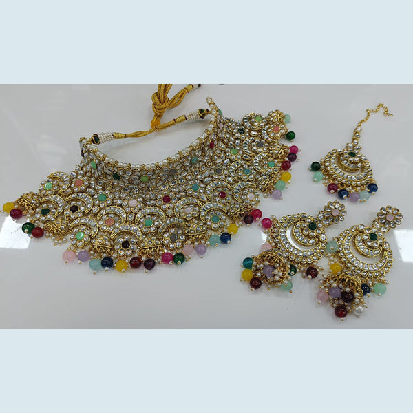 Rani Sati Jewels Gold Plated Kundan And Pearl Choker Necklace Set