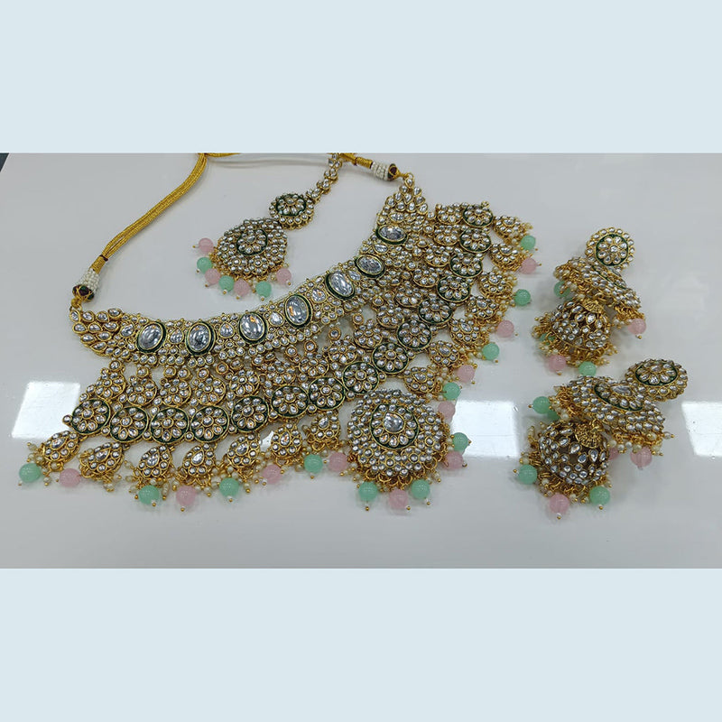 Rani Sati Jewels Gold Plated Kundan And Pearl Choker Necklace Set