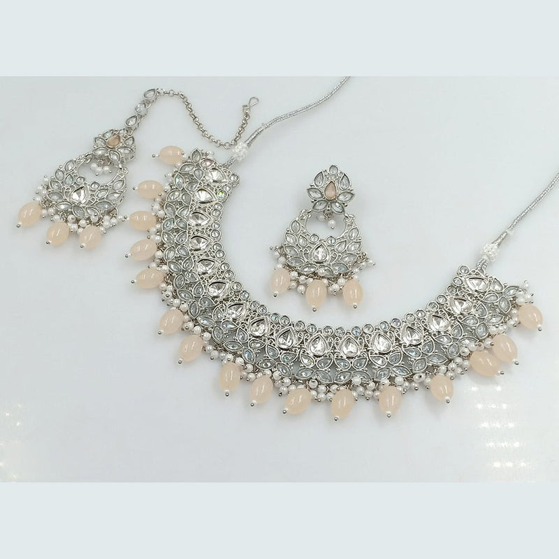 Rani Sati Jewels Silver Plated Reverse AD Necklace Set