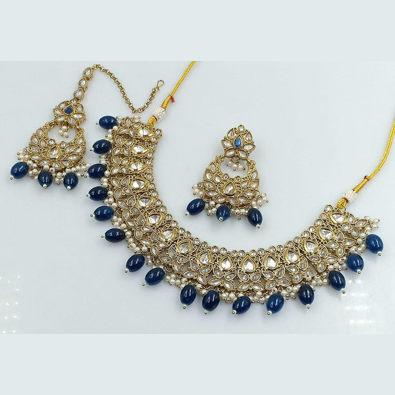 Rani Sati Jewels Gold Plated Reverse AD Necklace Set