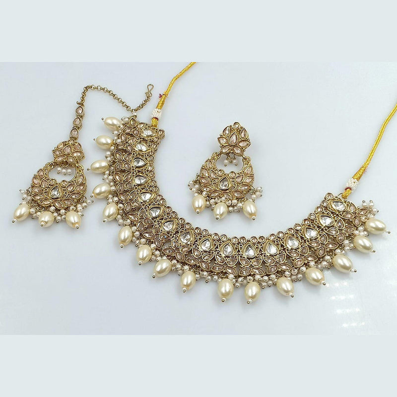 Rani Sati Jewels Gold Plated Reverse AD Necklace Set