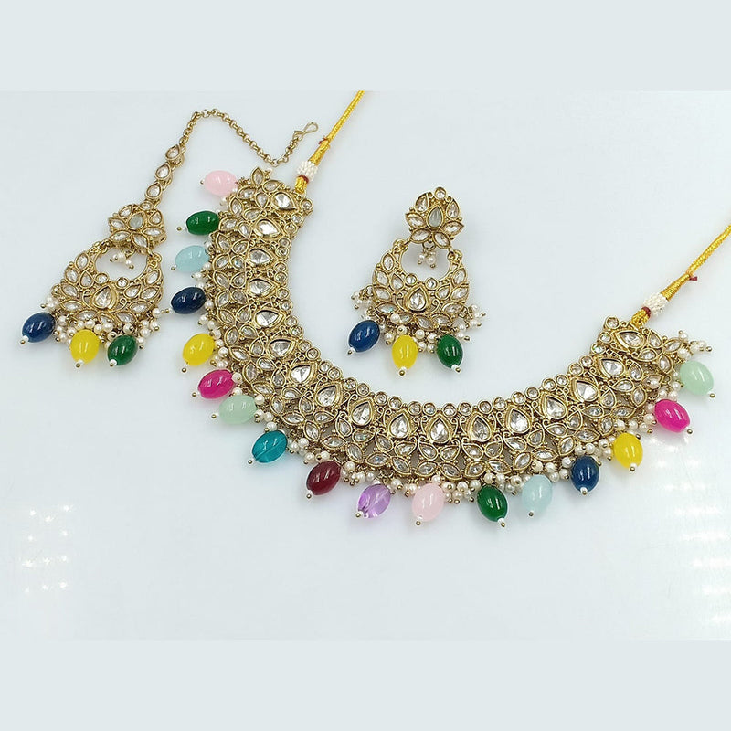 Rani Sati Jewels Gold Plated Reverse AD Necklace Set