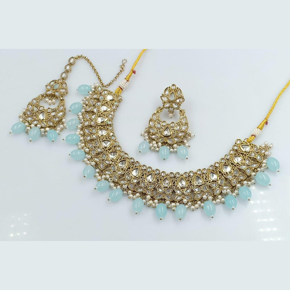 Rani Sati Jewels Gold Plated Reverse AD Necklace Set