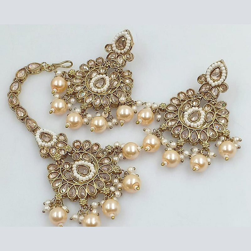 Rani Sati Jewels Gold Plated Crystal Stone Dangler Earrings