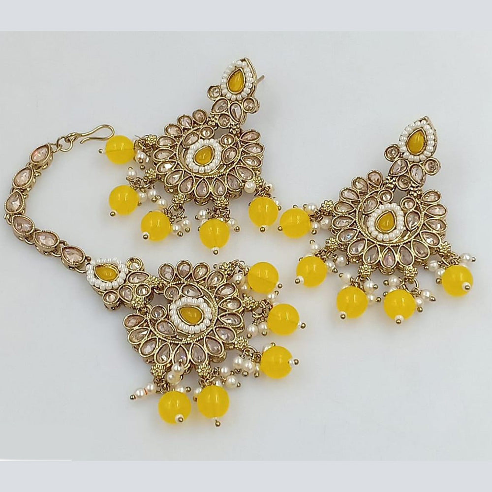 Rani Sati Jewels Gold Plated Crystal Stone Dangler Earrings