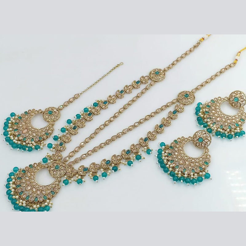 Rani Sati Jewels Gold Plated Crystal Stone And Beads Long Necklace Set