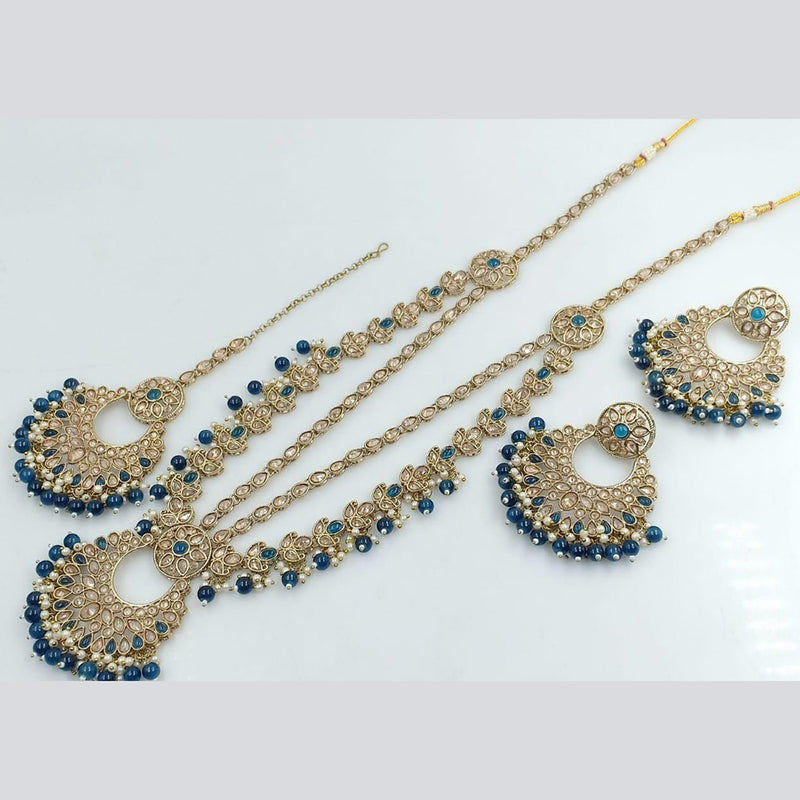 Rani Sati Jewels Gold Plated Crystal Stone And Beads Long Necklace Set