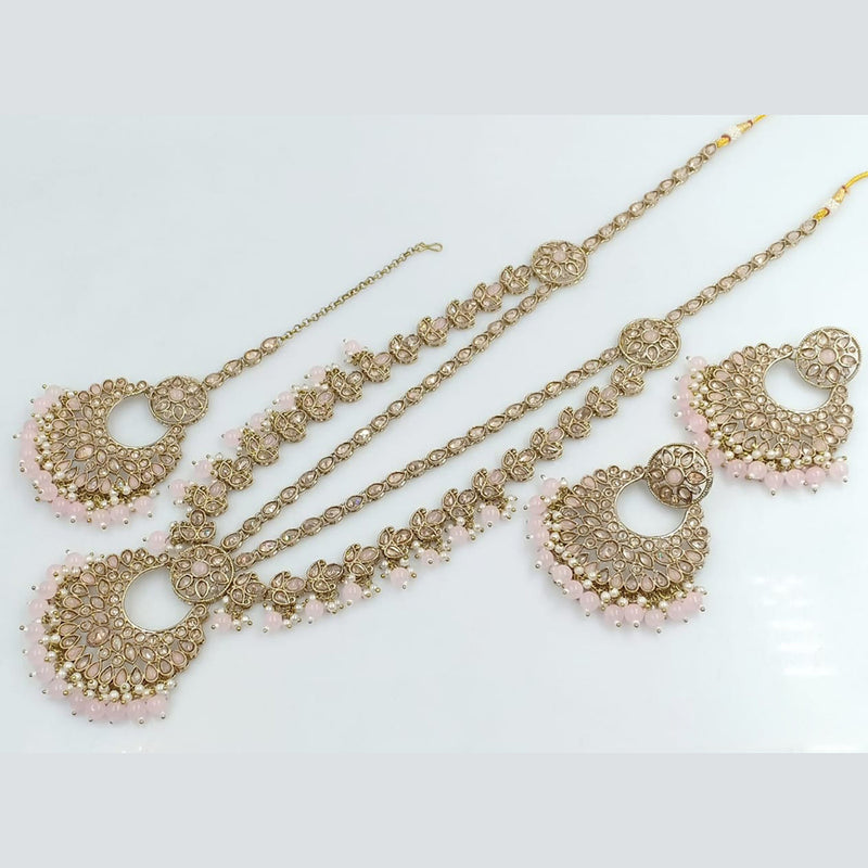 Rani Sati Jewels Gold Plated Crystal Stone And Beads Long Necklace Set