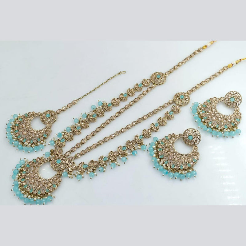 Rani Sati Jewels Gold Plated Crystal Stone And Beads Long Necklace Set