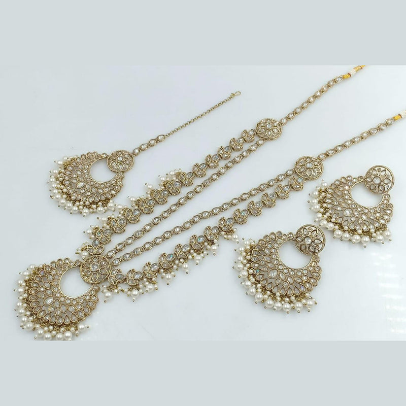 Rani Sati Jewels Gold Plated Crystal Stone And Beads Long Necklace Set