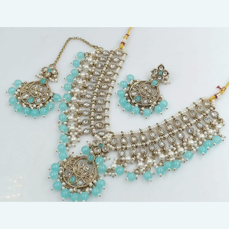 Rani Sati Jewels Gold Plated Crystal and Pearl Necklace Set