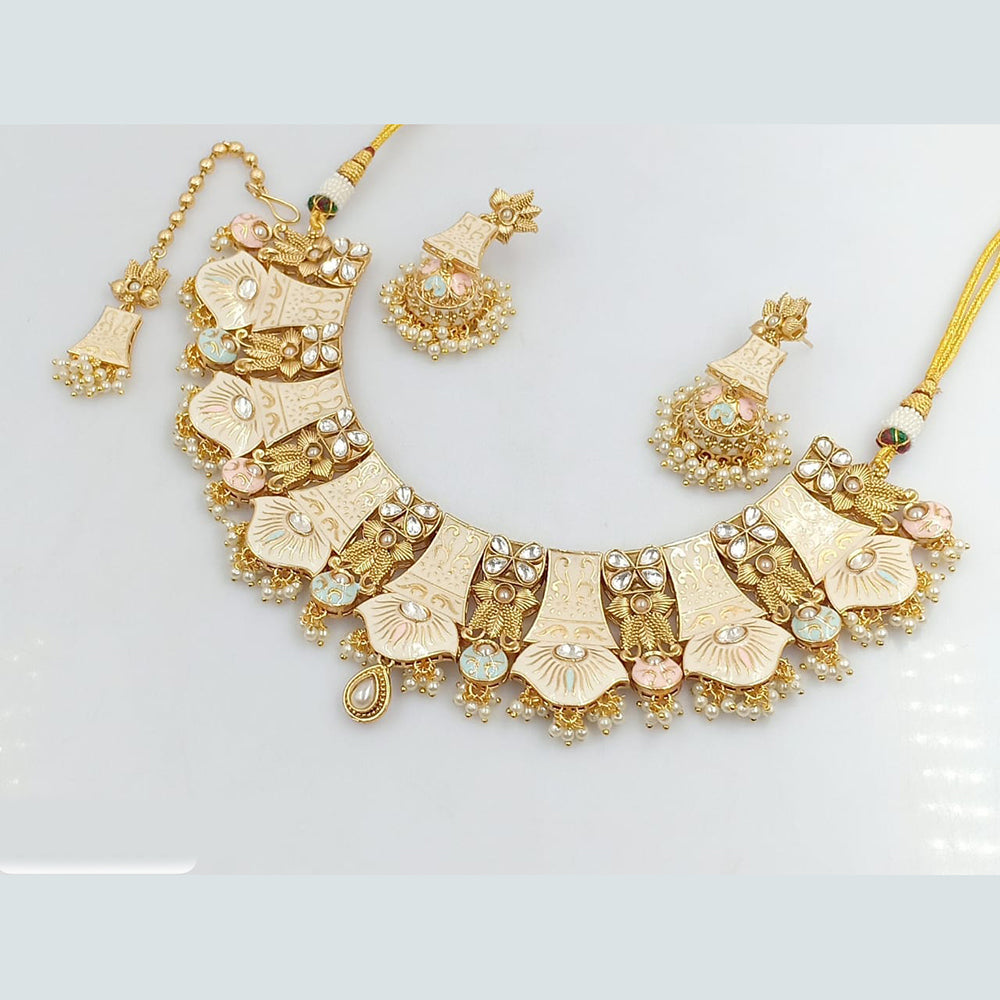 Rani Sati Jewels Gold Plated Meenakari and Kundan Necklace Set