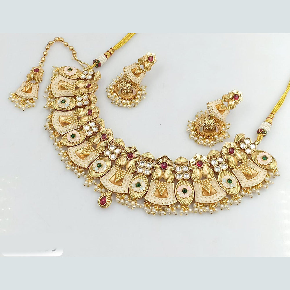 Rani Sati Jewels Gold Plated Meenakari and Kundan Necklace Set