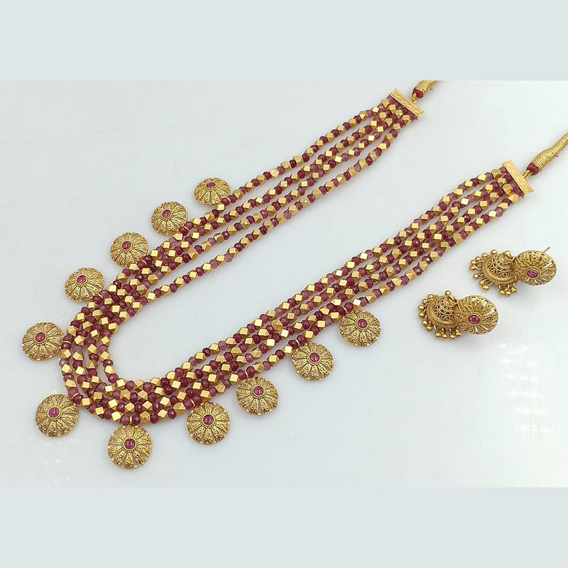 Rani Sati Jewels Gold Plated Pota Beads Long Necklace Set