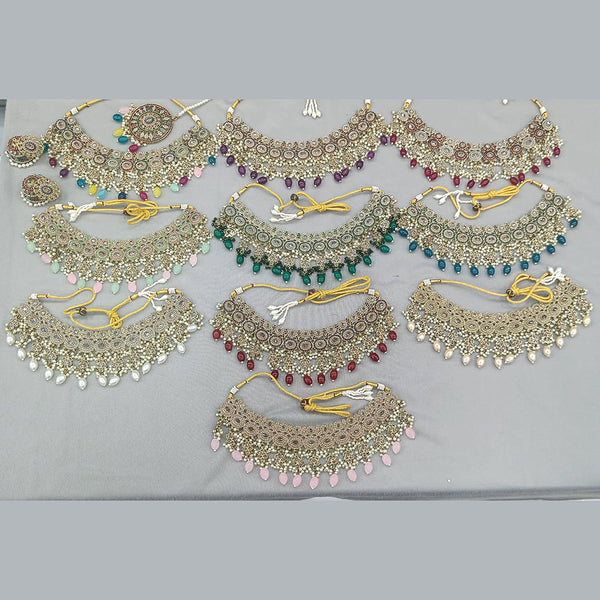 Rani Sati Jewels Gold Plated Pearl and Beads Necklace Set