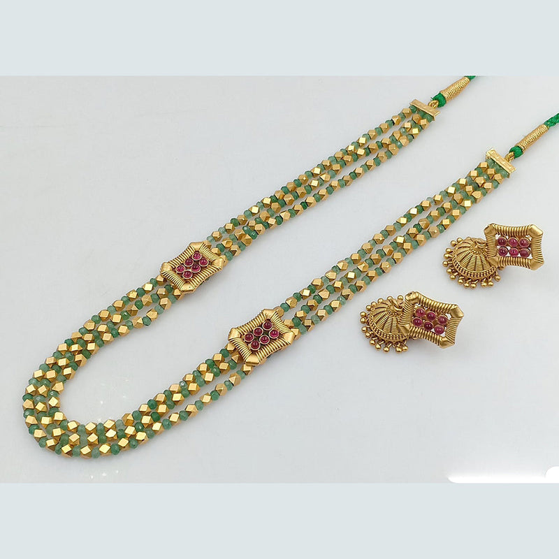 Rani Sati Jewels Gold Plated Pota Beads Long Necklace Set