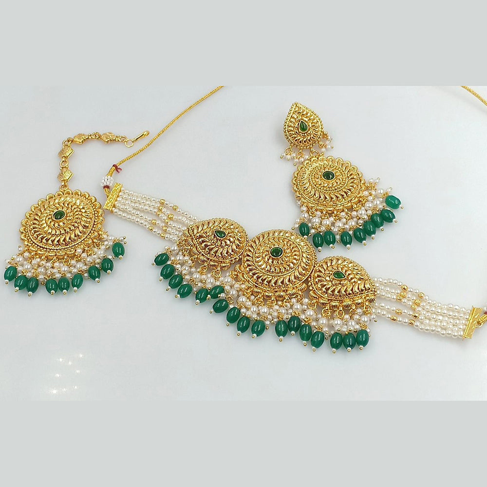 Rani Sati Jewels Gold Plated Pota Choker Necklace Set