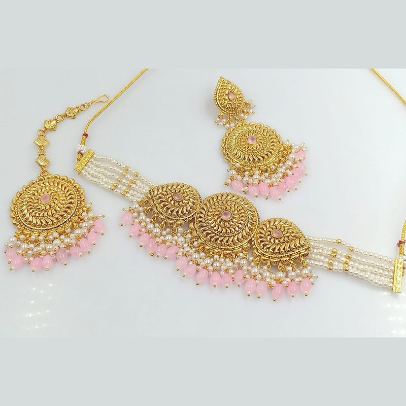 Rani Sati Jewels Gold Plated Pota Choker Necklace Set