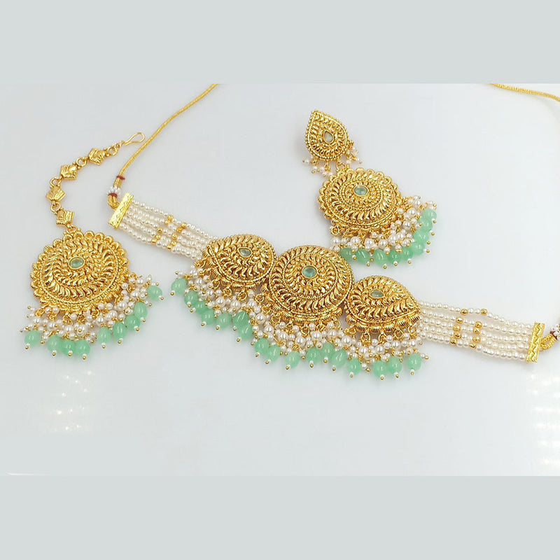 Rani Sati Jewels Gold Plated Pota Choker Necklace Set