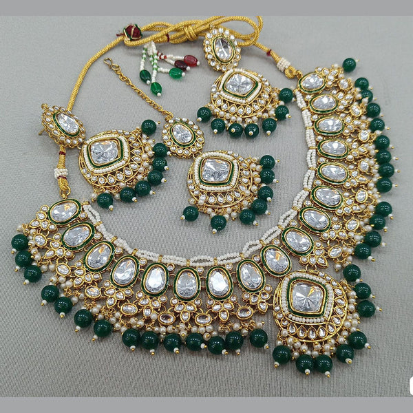 Rani Sati Jewels Gold Plated Crystal and Pearl Necklace Set