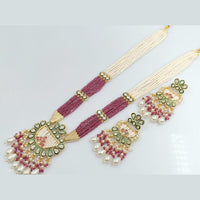 Rani Sati Jewellers Gold Plated Reverse AD And Pearls Long Necklace Set