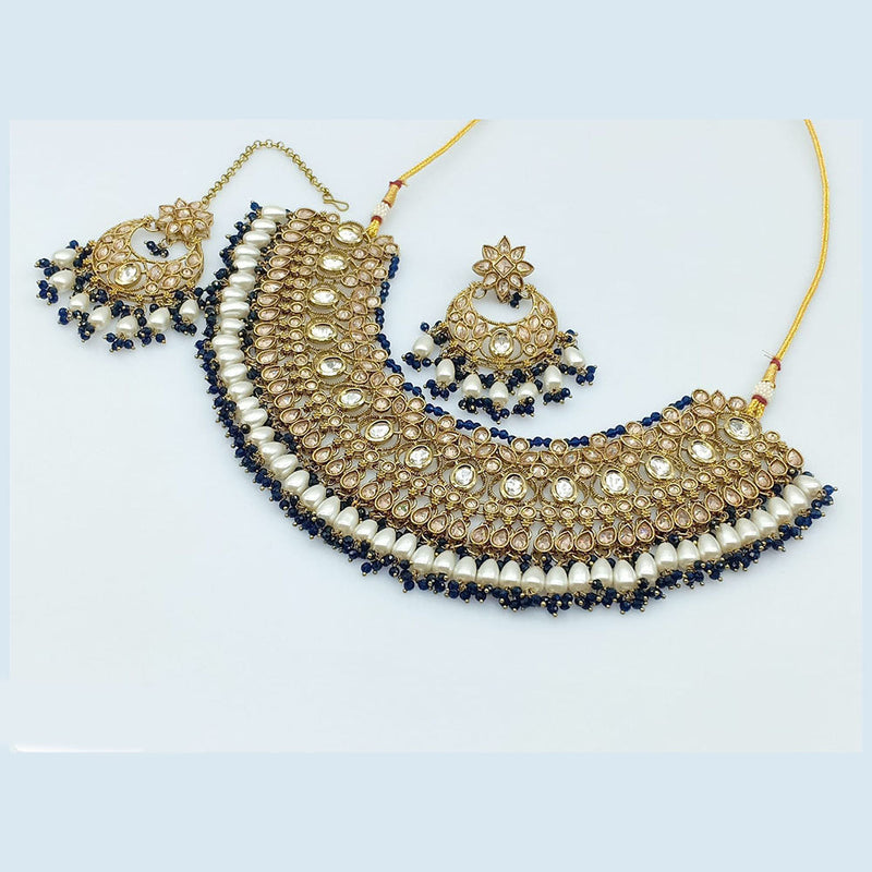 Rani Sati Jewels Gold Plated Crystal Stone And Beads Necklace Set