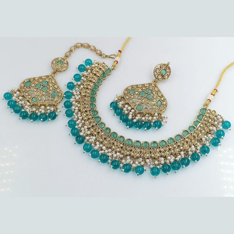 Rani Sati Jewels Gold Plated Crystal Stone And Beads Necklace Set