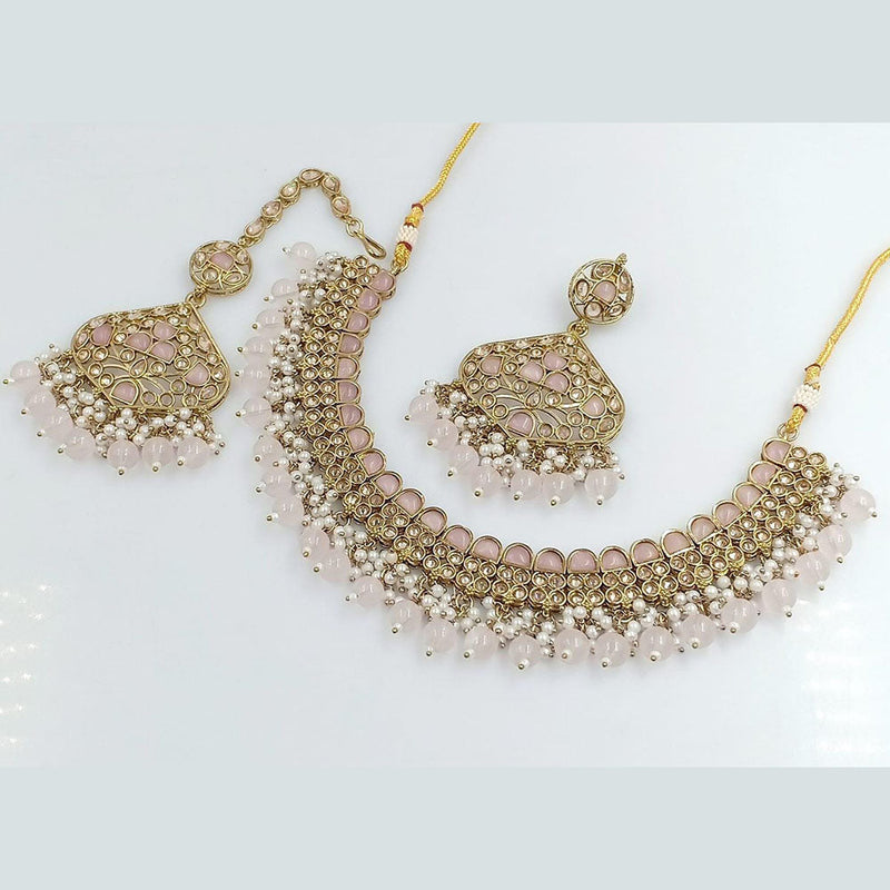 Rani Sati Jewels Gold Plated Crystal Stone And Beads Necklace Set